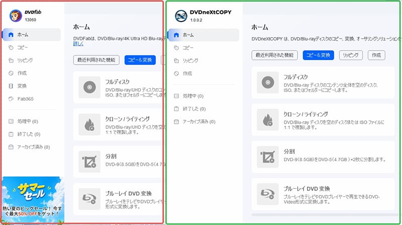 見た目が違っても中身が近いブルーレイリッピング製品
