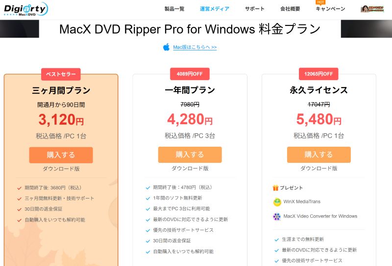 MacX DVD Ripper Pro for Windows価格