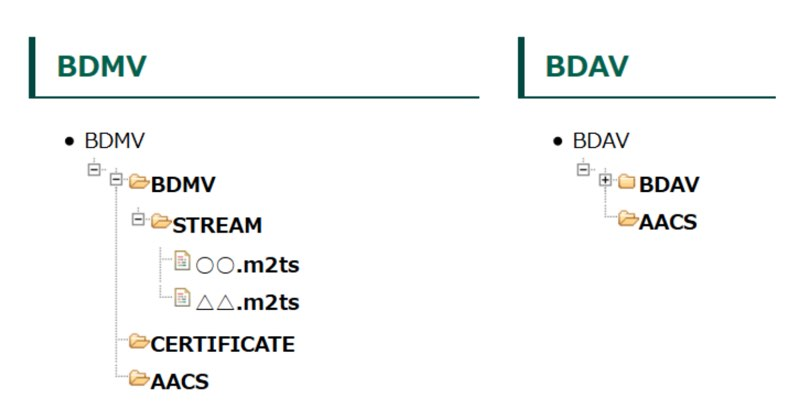 BDAVとBDMVの相違点