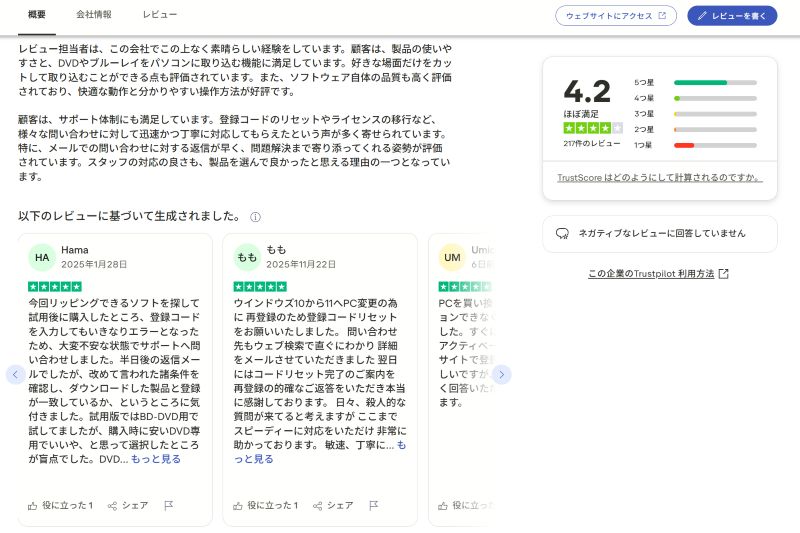 Trustpilotからの評価