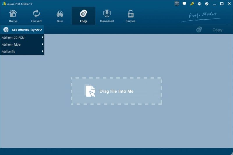 Leawo Blu-rayコピー インタフェース