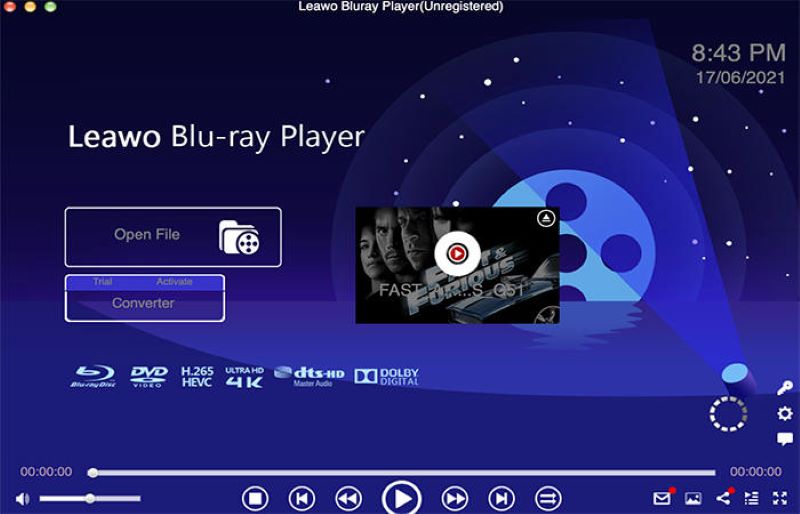 Leawo Blu-ray Playerインタフェース