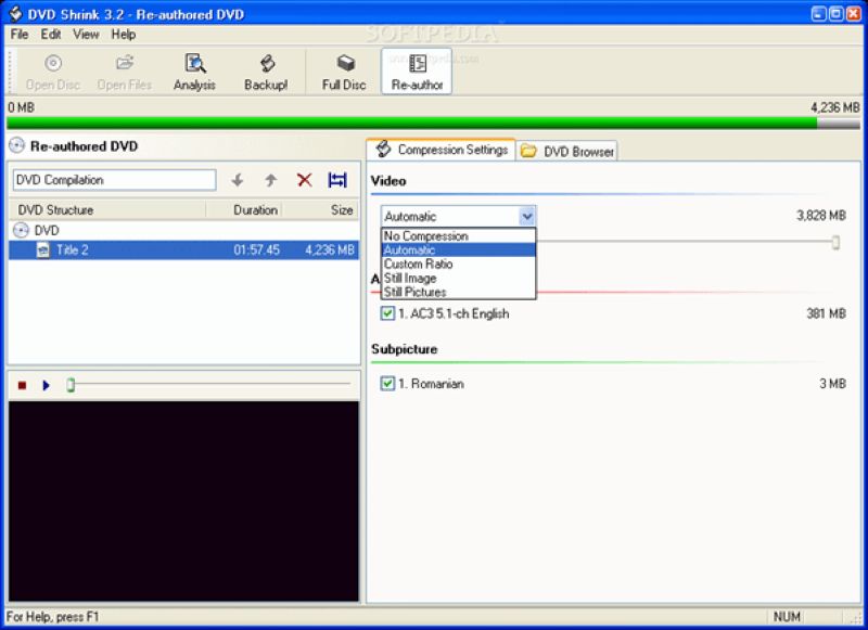 DVD Shrinkインタフェー