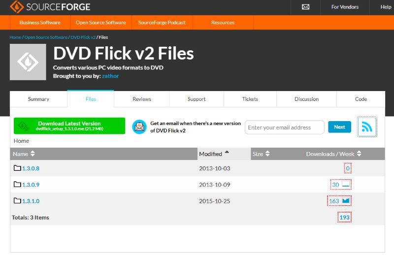 DVD Flickファイルをダウンロード