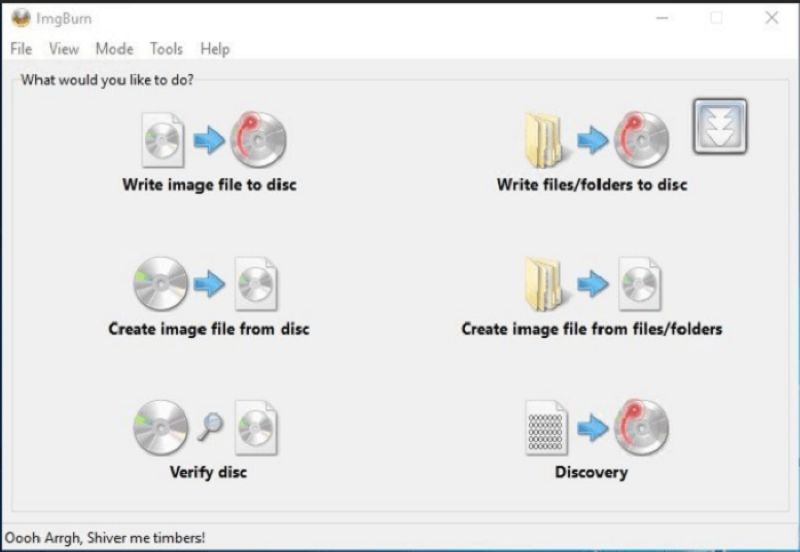ImgBurnのメインメニュー